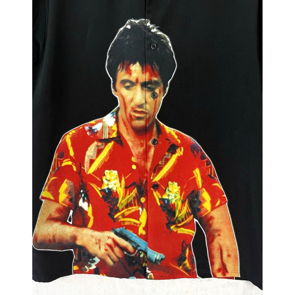 VTG DRAGONFLY Scarface Tony Montana Shirt Men Large Red Black Movie 1983 Y2K